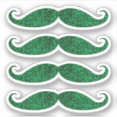 Groene glitter snor stickers (Voorkant)