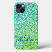 Groene Glitter Sparkle Monogram Case-Mate iPhone Case (Achterkant)