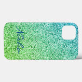 Groene Glitter Sparkle Monogram Case-Mate iPhone Case (Achterkant (horizontaal))