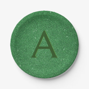 Groene glitter & Sparkle Monogram Irish Papieren Bordje