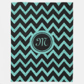 Groene Glitter & Sparkles met Zwart Zigzag Patroon Fleece Deken (Voorkant)
