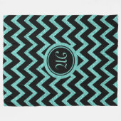 Groene Glitter & Sparkles met Zwart Zigzag Patroon Fleece Deken (Voorkant (Horizontaal))