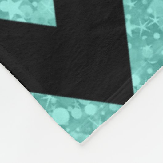 Groene Glitter & Sparkles met Zwart Zigzag Patroon Fleece Deken (Hoek)