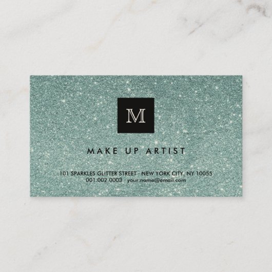 Groene Glitter Sparkles Moderne Chic Profile Card Visitekaartje (Voorkant)