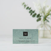 Groene Glitter Sparkles Moderne Chic Profile Card Visitekaartje (Staand voorkant)