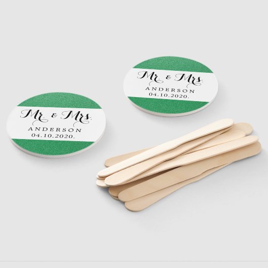 Groene Glitter, Sparkly, Slanzend Glitter, Weddens Handwaaier (Niet-gemonteerd)