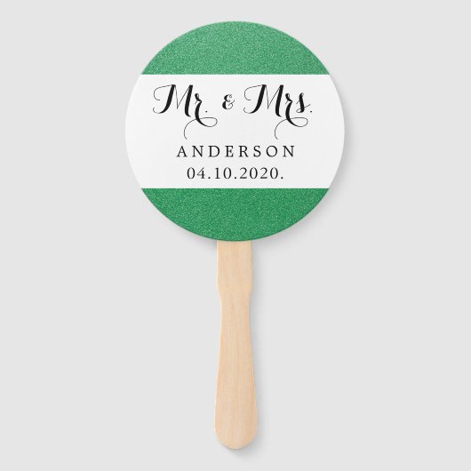 Groene Glitter, Sparkly, Slanzend Glitter, Weddens Handwaaier (Voorkant)