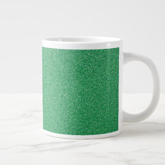 Groene glitter, sprankeling, glitterachtergrond grote koffiekop (Rechts)