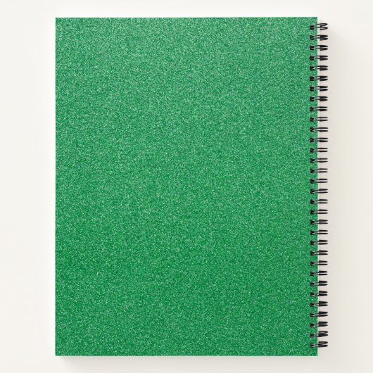 Groene glitter, sprankeling, glitterachtergrond notitieboek (Achterkant)
