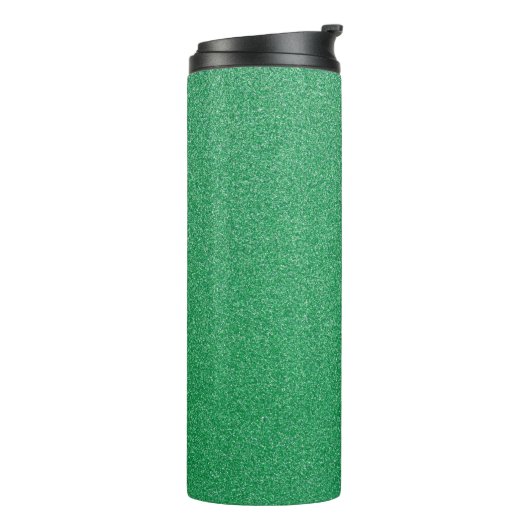 Groene glitter, sprankeling, glitterachtergrond thermosbeker (Gedraaid links)