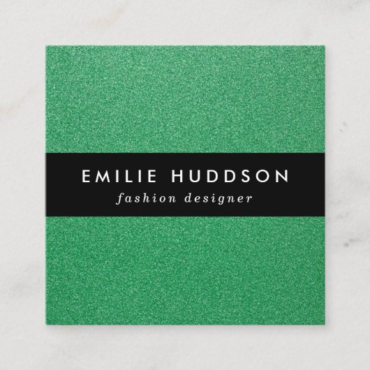 Groene glitter, sprankeling, glitterachtergrond vierkante visitekaartje (Voorkant)