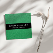 Groene glitter, sprankeling, glitterachtergrond vierkante visitekaartje