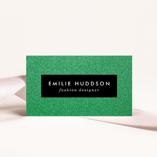 Groene glitter, sprankeling, glitterachtergrond visitekaartje