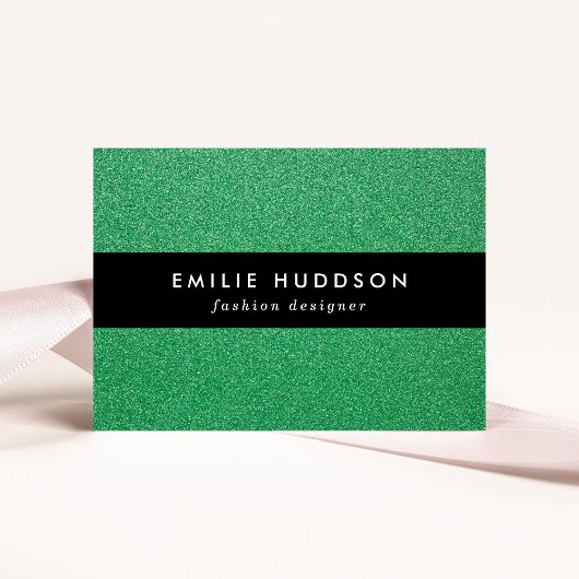 Groene glitter, sprankeling, glitterachtergrond visitekaartje