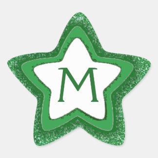 Groene glitter star aanpasbare monogram stickers
