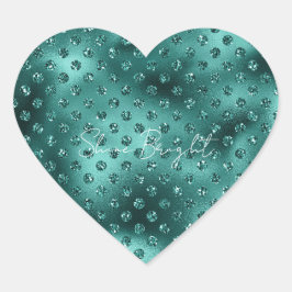 Groene Glitter Stippen Hart Sticker
