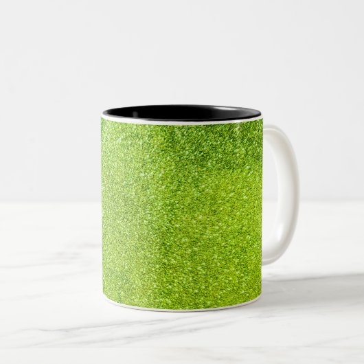 Groene glitter tweekleurige koffiemok (Voorkant rechts)