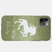 Groene Glitter Unicorn Hoesje-Mate iPhone Case (Achterkant (horizontaal))