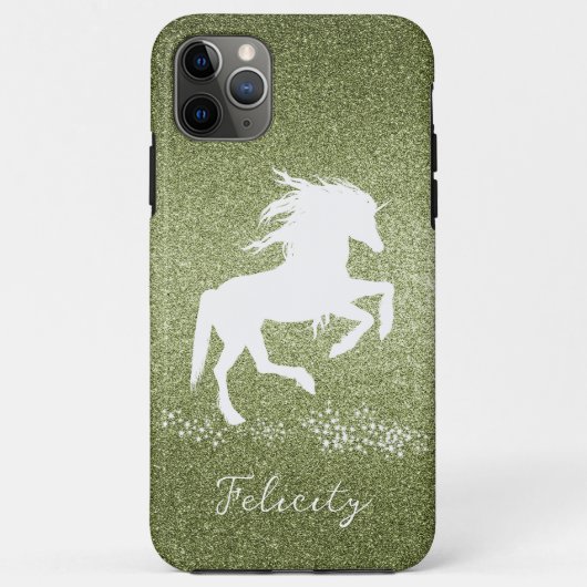Groene Glitter Unicorn Hoesje-Mate iPhone Case (Achterkant)