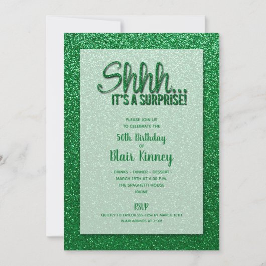 Groene Glitter VERRASSING Verjaardag Kaart (Voorkant)