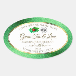 Groene Glitter White Product Labels Ladybug Logo
