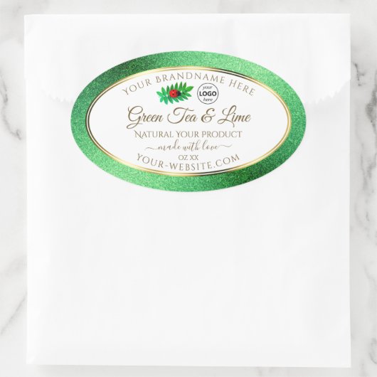 Groene Glitter White Product Labels Ladybug Logo (Tas)