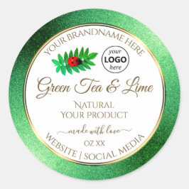 Groene Glitter White Product Labels Ladybug Logo