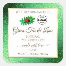 Groene Glitter White Product Labels Ladybug Logo