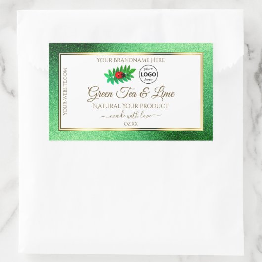 Groene Glitter White Product Labels Ladybug Logo (Tas)