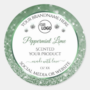 Groene Glitter White Product Labels Logo Diamonds