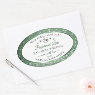 Groene Glitter White Product Labels Logo Diamonds