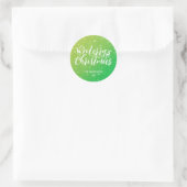 Groene Glitter Witte Typografie Rendier Kerstmis Ronde Sticker (Tas)