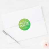 Groene Glitter Witte Typografie Rendier Kerstmis Ronde Sticker (Envelop)