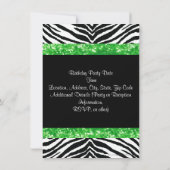 Groene Glitter Zebra Bow Custom Meisje Verjaardags Kaart (Achterkant)