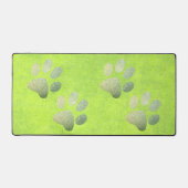 Groene glitterafdruk met pet op abstract groen bureaumat (Voorkant)