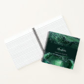Groene glitteragate marmer monogram notitieboek (Binnen)