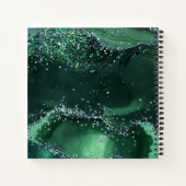Groene glitteragate marmer monogram notitieboek (Achterkant)