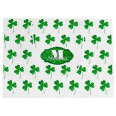 Groene Glitterende Klavertjes Monogram St. Patrick Groot Cadeauzakje (Achterkant)