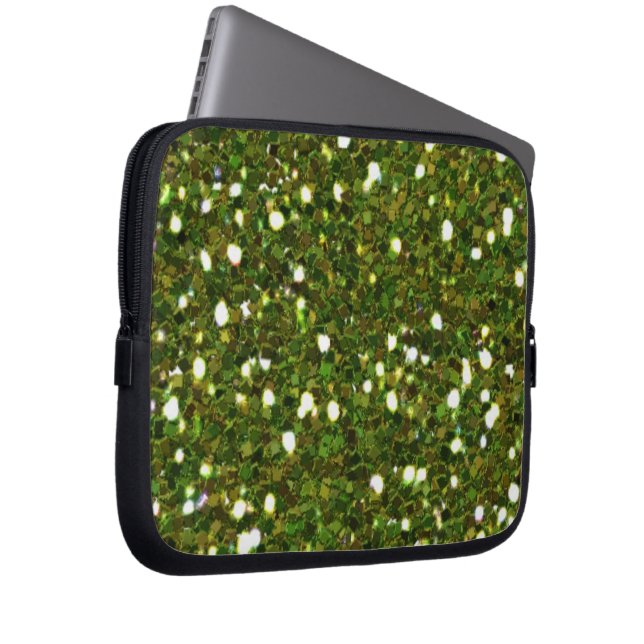 Groene Glitters-laptophoes Laptop Sleeve (Voorkant Rechts)
