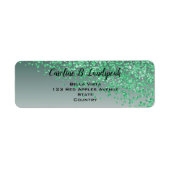 Groene glitters moderne verloop retouradres etiket (Voorkant)
