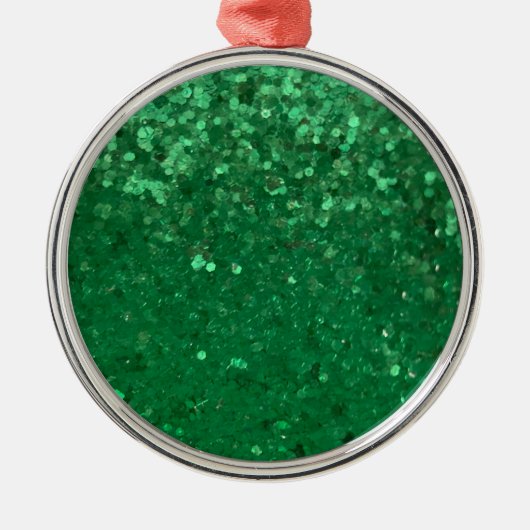 Groene Glitters om te Personalizeren Metalen Ornament (Voorkant)