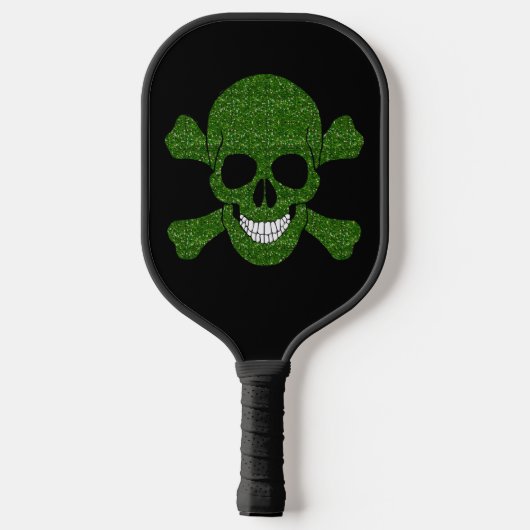 Groene glitterschedel en kruisgraten pickleball paddle (Achterkant)