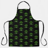 Groene glitterschedel en kruisgraten schort (Voorkant)