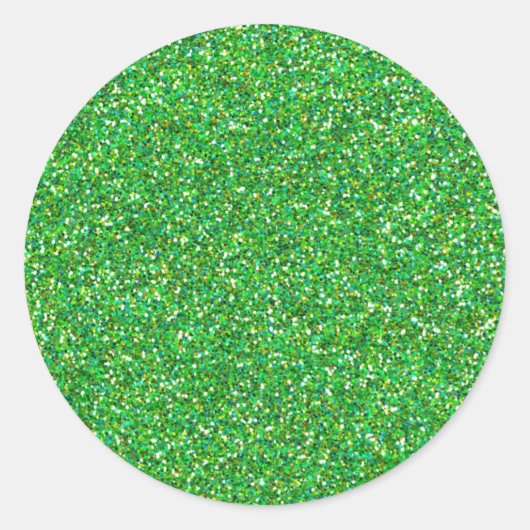 Groene glittertextuur ronde sticker (Voorkant)
