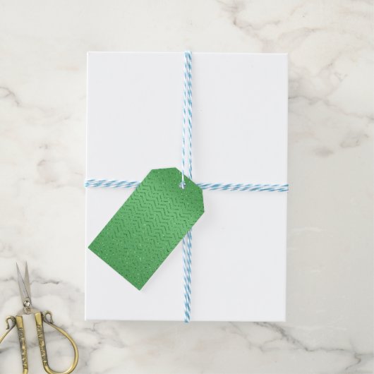 Groene Glittery Zig-Zag Gift Label Cadeaulabel (Met Touw)