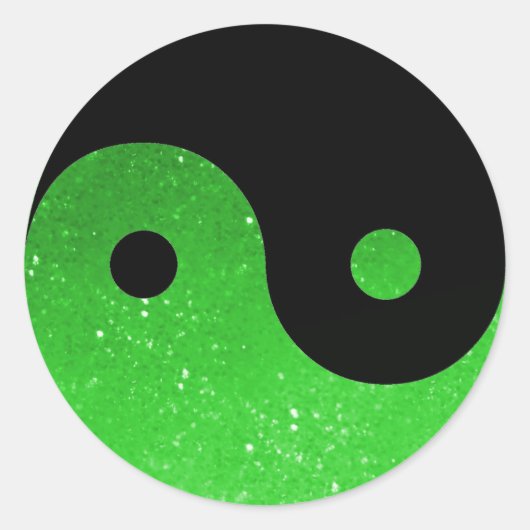 Groene Glitz Look Yin Yang Stickers (Voorkant)