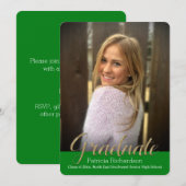 Groene Glitz Overlay Foto Afstuderen Aankondiging (Voorkant / Achterkant)