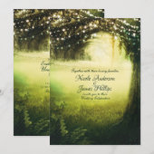 Groene gloed bos en snaarlicht Rustic Wedding Kaart (Voorkant / Achterkant)