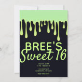 Groene Gloed Drips Dripping Halloween Sweet 16 Par Kaart (Voorkant)