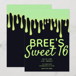 Groene Gloed Drips Dripping Halloween Sweet 16 Par Kaart